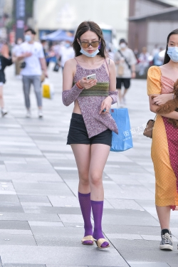 紫色半腿袜 21-08-18-153P